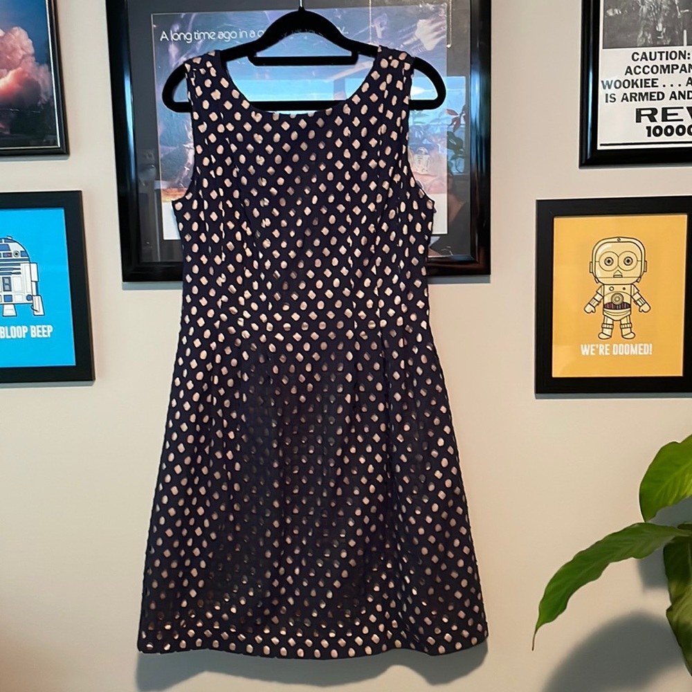 Blue and gold cocktail dress